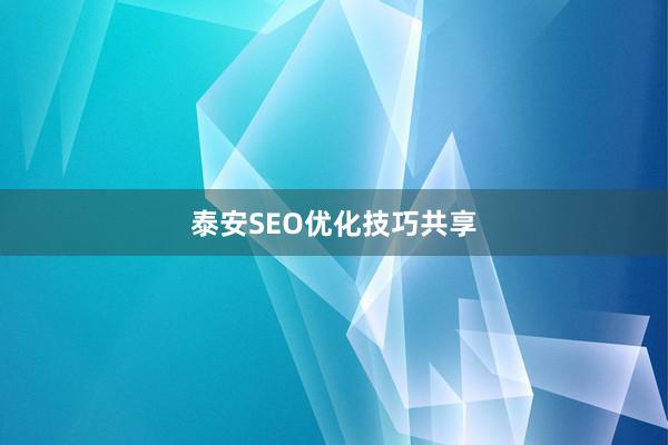 泰安SEO优化技巧共享